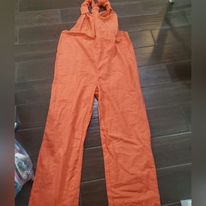 Wide leg orange jumpsuit size xl New never worn Y style back very light cotton